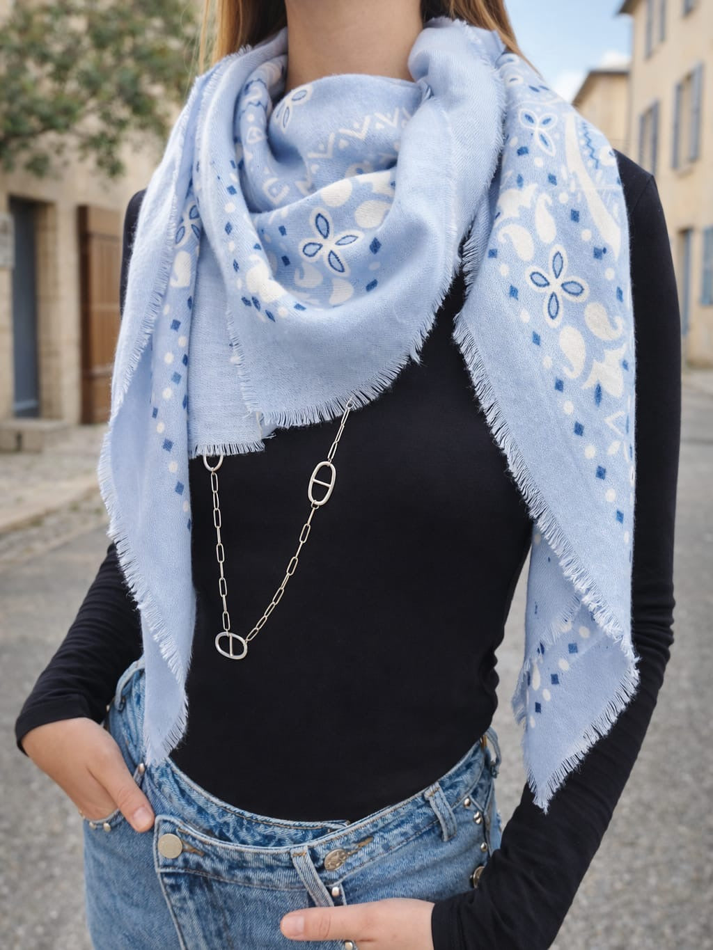 Foulard imprimé bandana | Bleu
