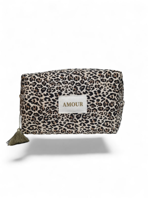 Trousse AMOUR imprimé léopard pompon