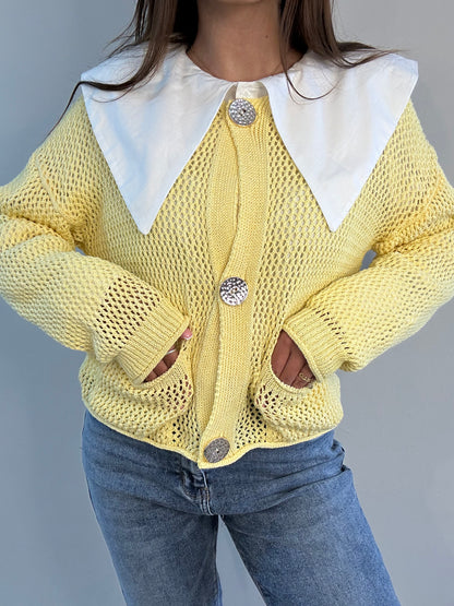 Gillet maille jaune