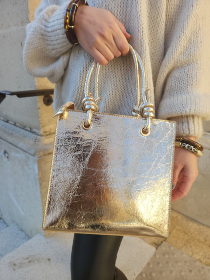 Sac rigide doré effet marbré