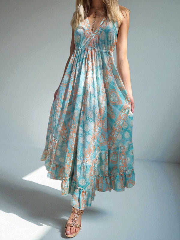 Robe en soie dos nu - vert d’eau