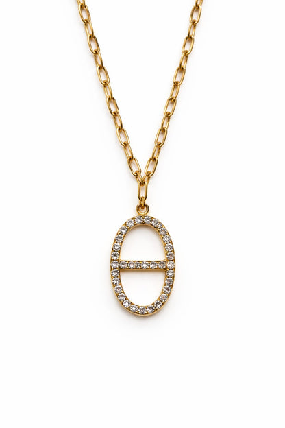 Collier maille marine zircons - doré