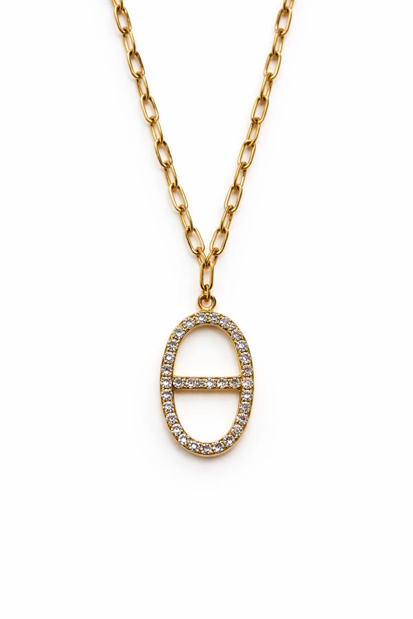 Collier maille marine zircons - doré