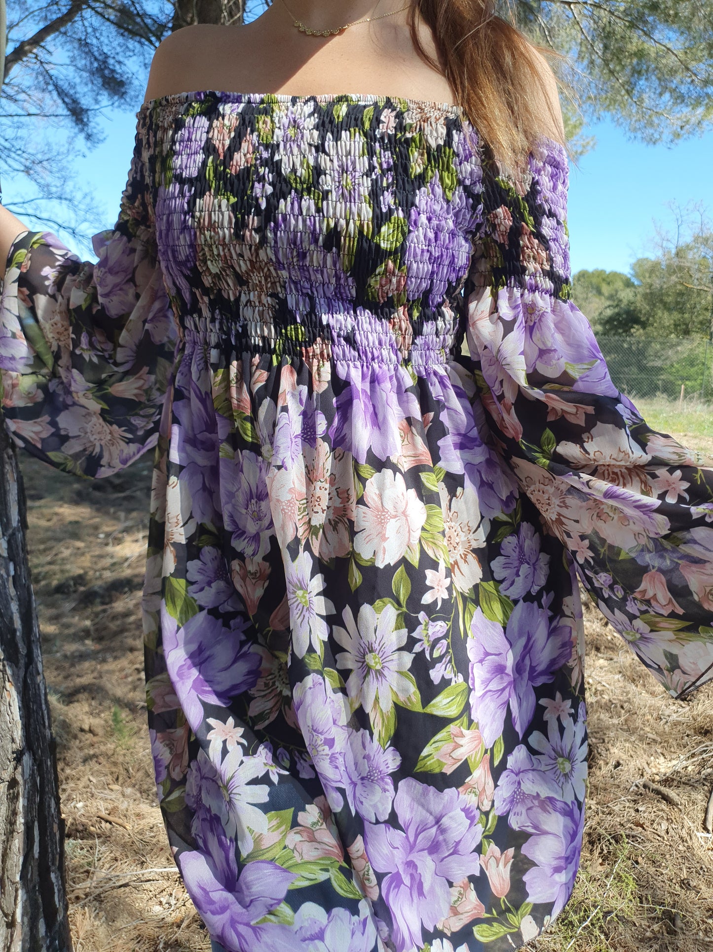 Robe imprimés fleuris tons lilas