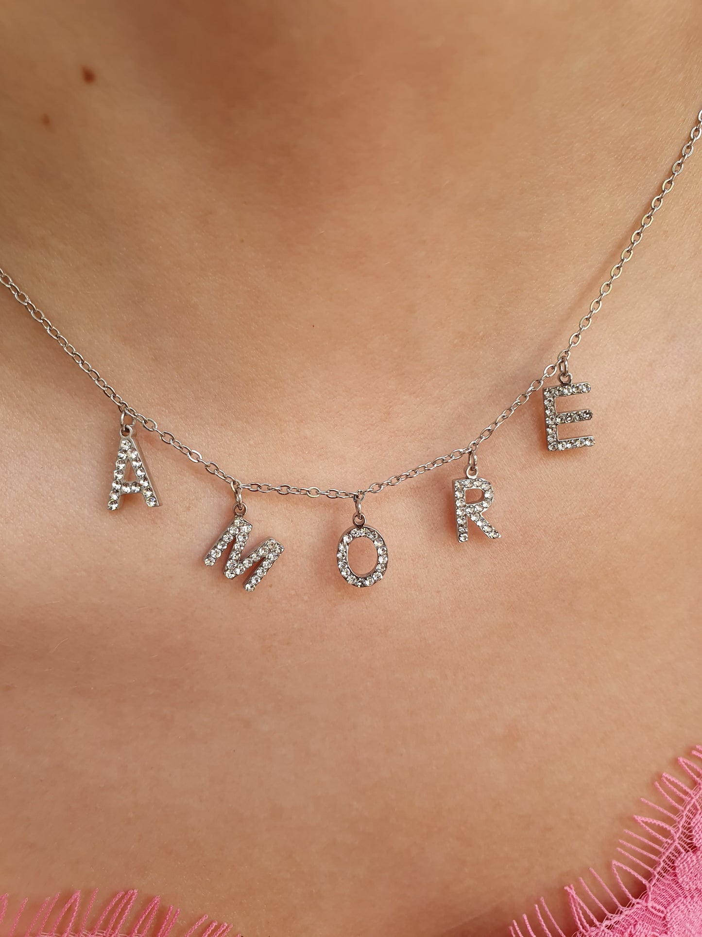 Collier Baby AMORE - zircons/argenté