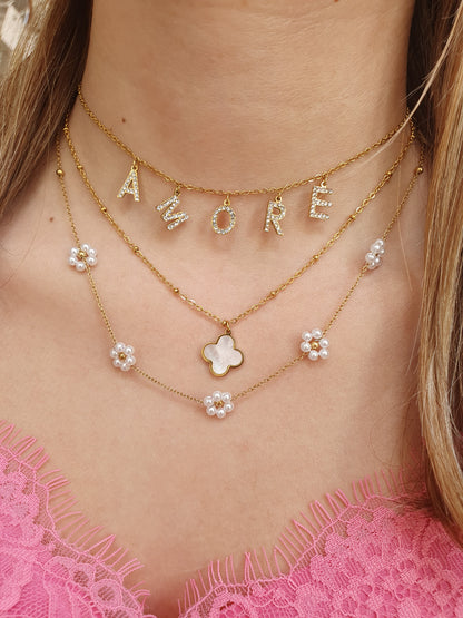 Collier Baby AMORE - zircons/doré