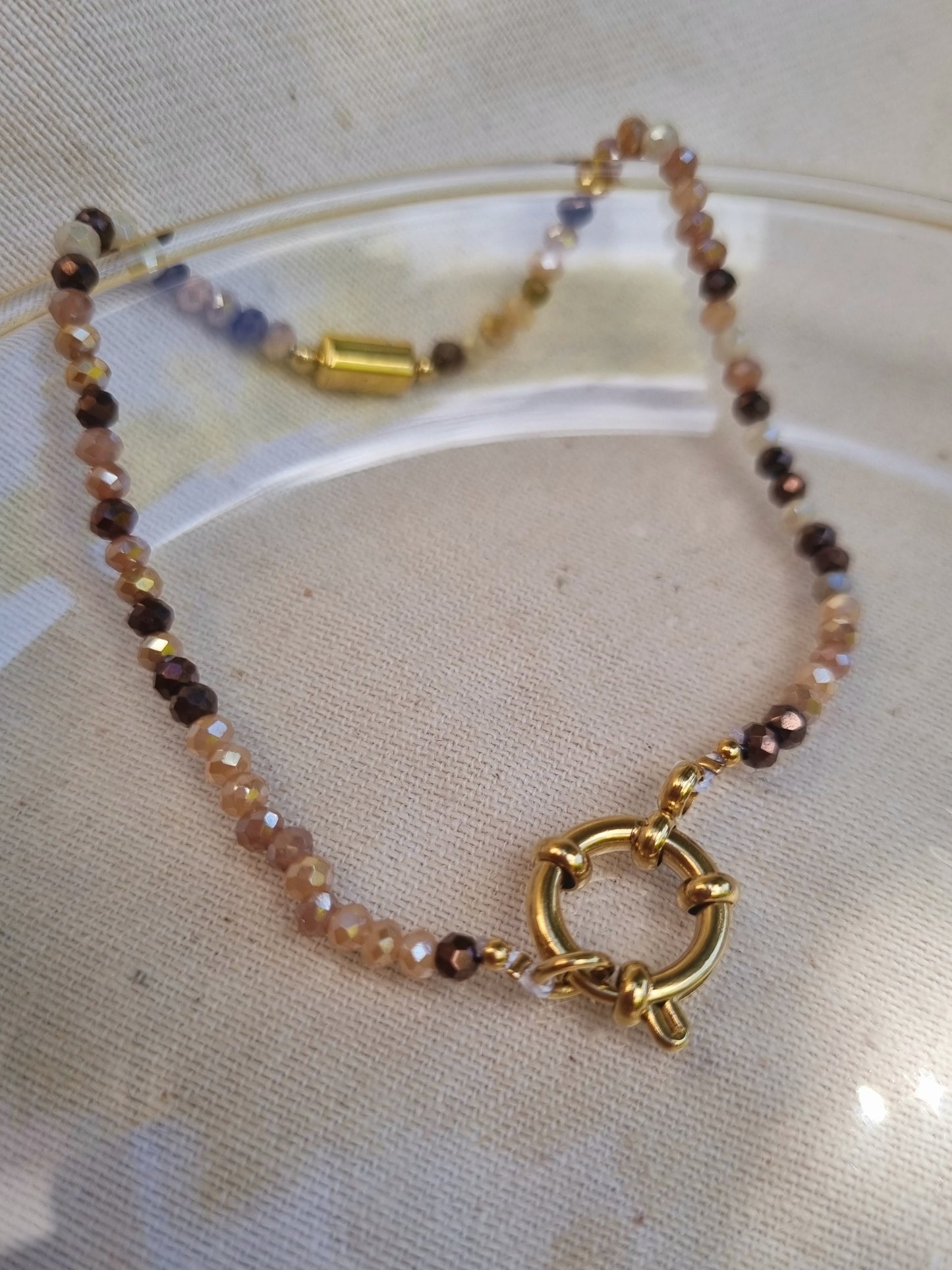 Bracelet perles de verre personnalisable - doré