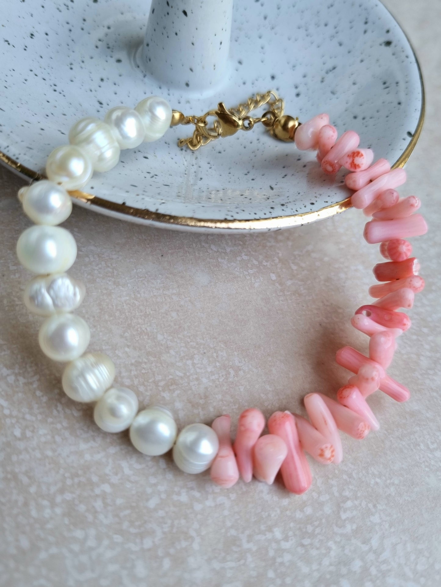 Bracelet CANDY perlé - doré/rose clair