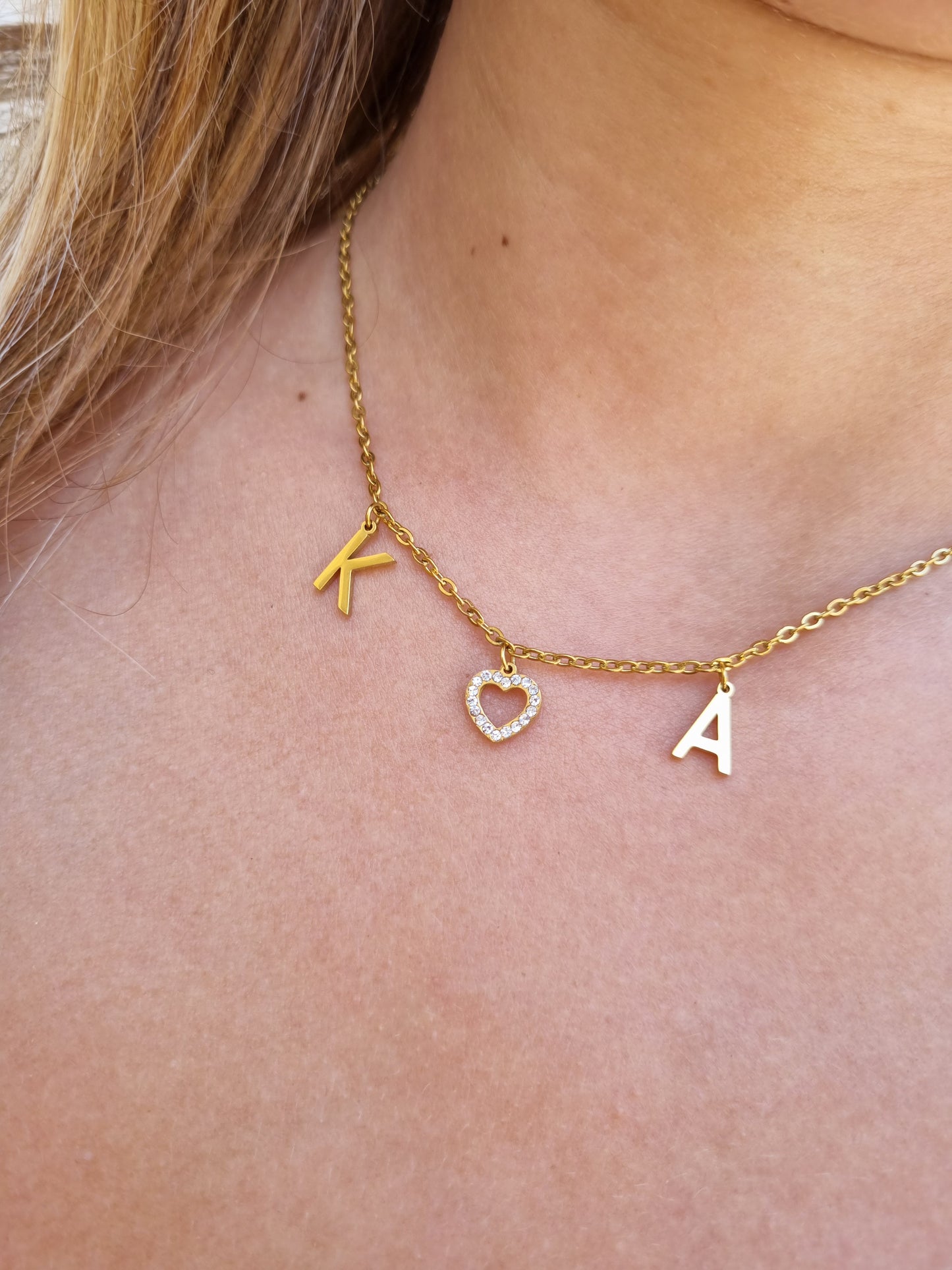 Collier ♡ I love You ♡ initiales - doré