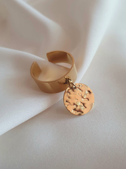 Bague pampille martelée - doré