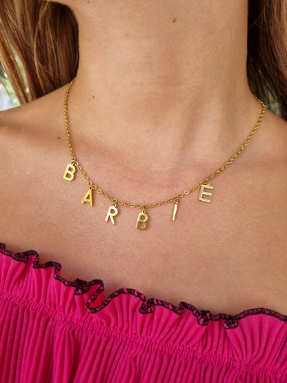 Collier prénom petites lettres personnalisé - doré