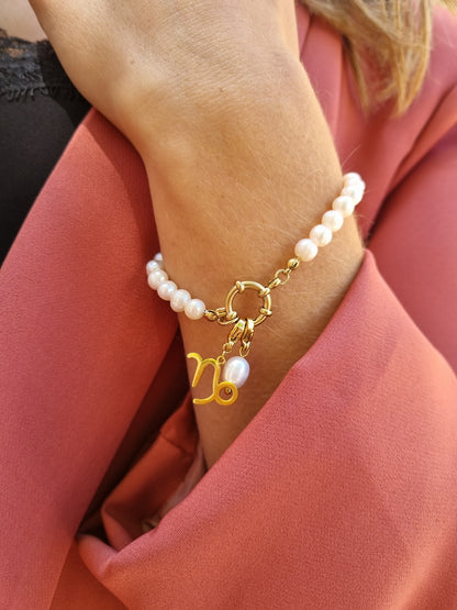 Bracelet perles d'eau douce - doré