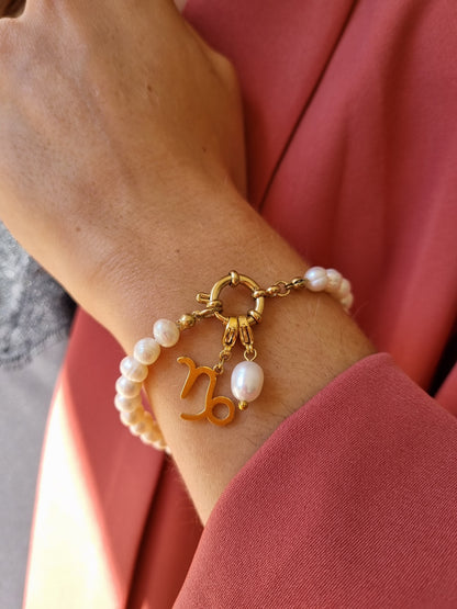 Bracelet perles d'eau douce - doré