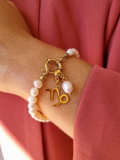 Bracelet perles d'eau douce - doré
