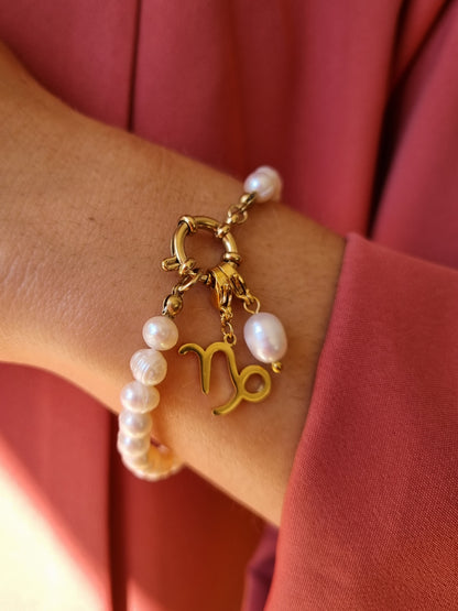 Bracelet perles d'eau douce - doré