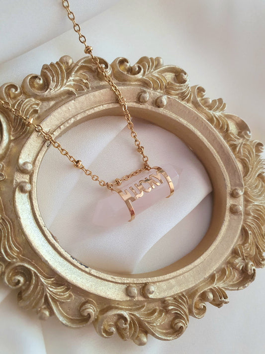Collier cristal Lucky - Quartz rose / doré