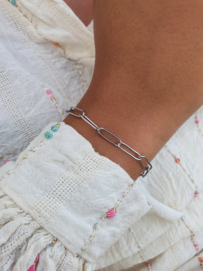 Bracelet maillons ovales - argenté