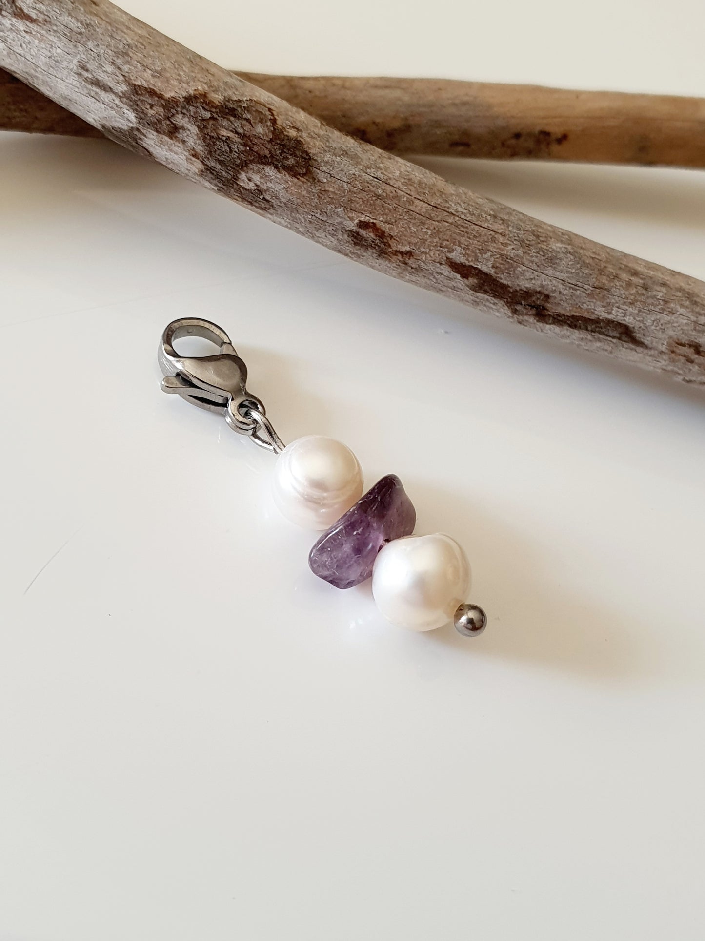 Charm perles & pierre | argenté