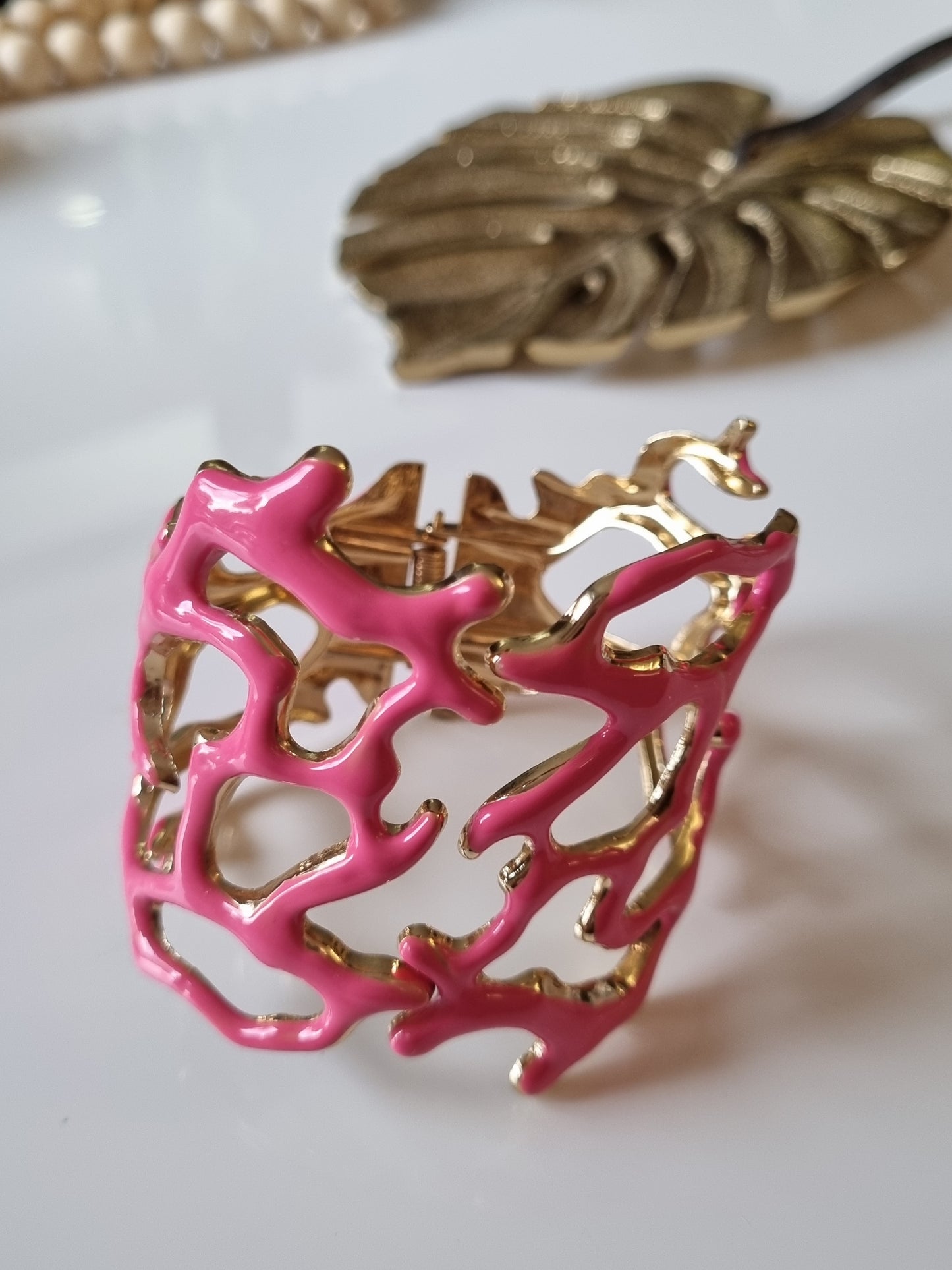 Bracelet manchette CORALIA - rose/doré