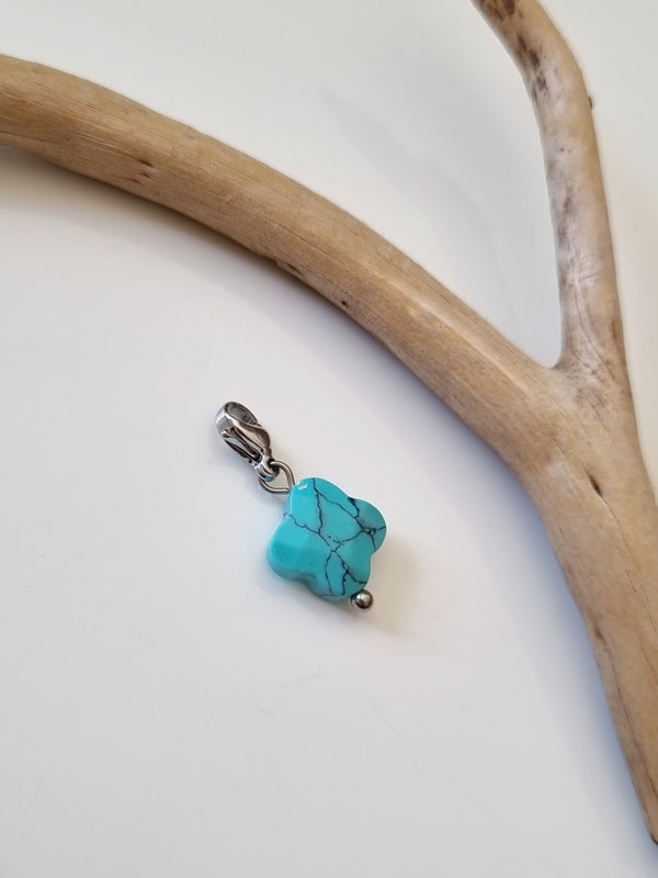 Charm trèfle Turquoise - argenté