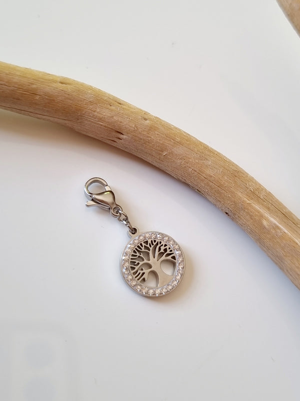 Charm arbre de vie & zircons - argenté