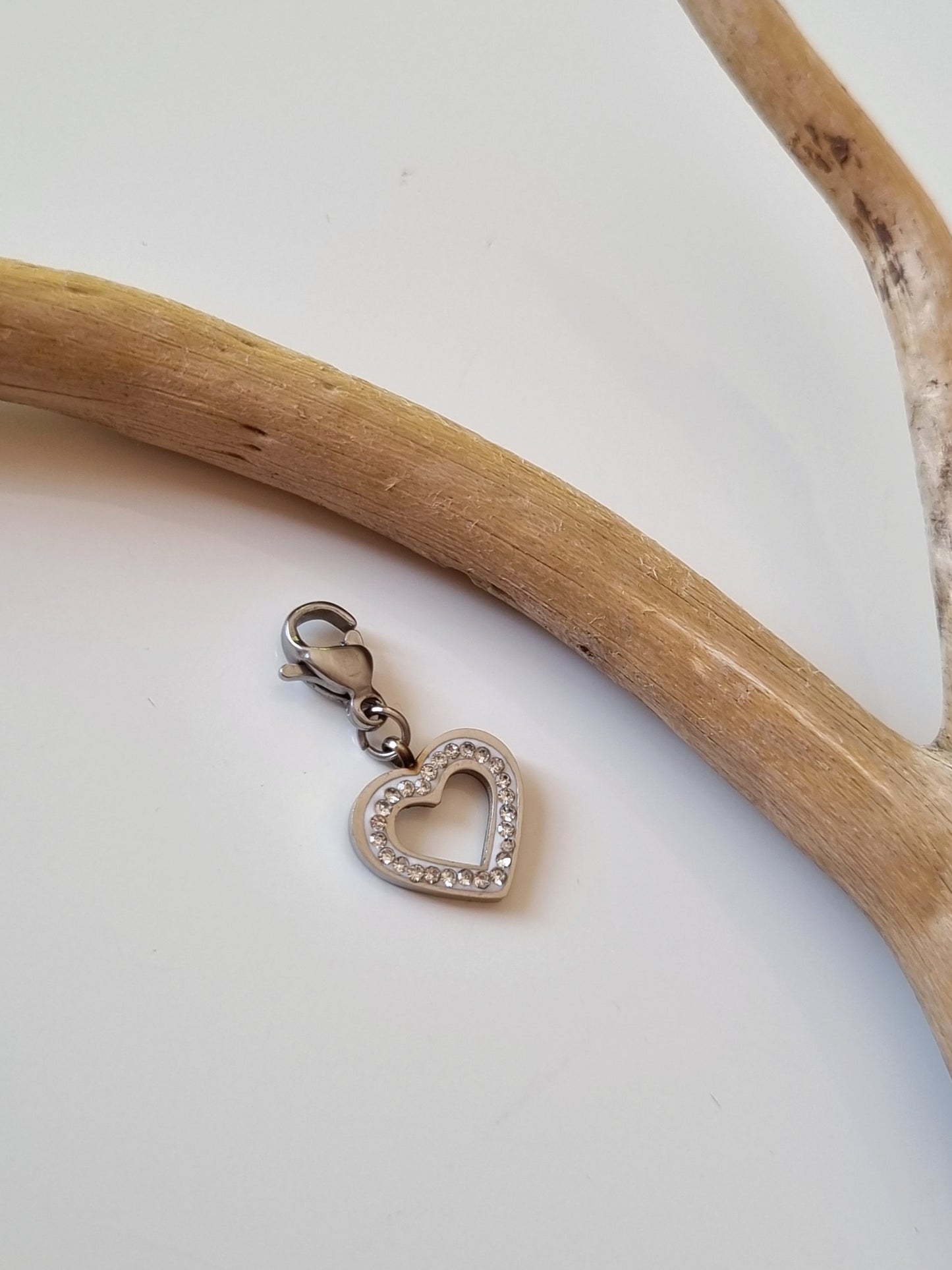Charm coeur zircons - argenté