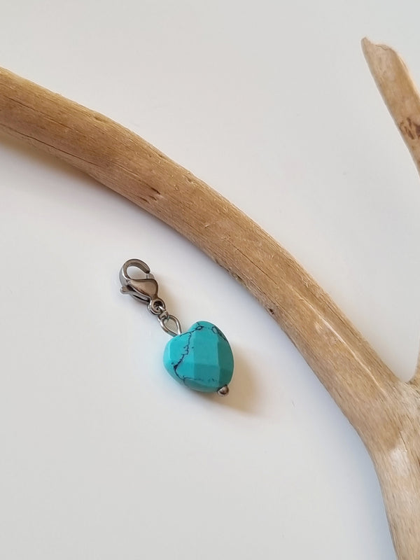 Charm coeur turquoise - argenté
