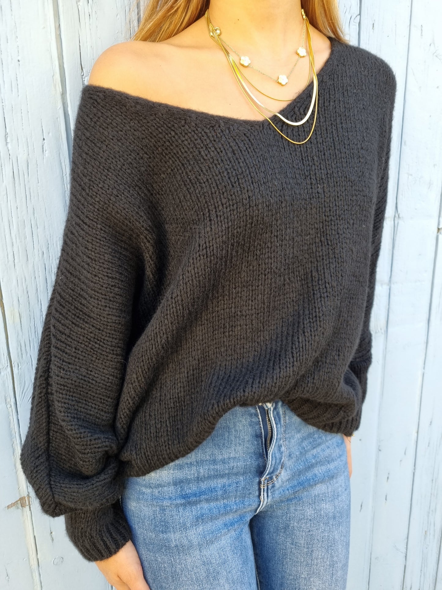 Pull maille noir
