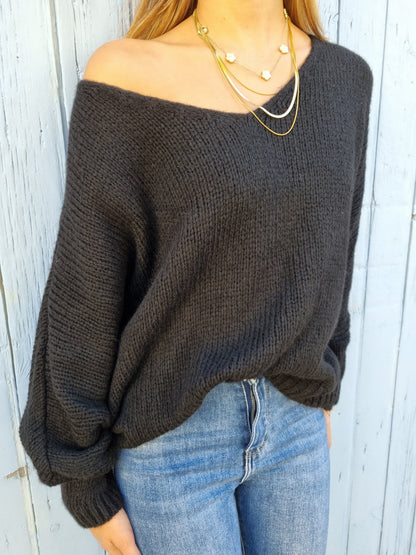 Pull maille noir