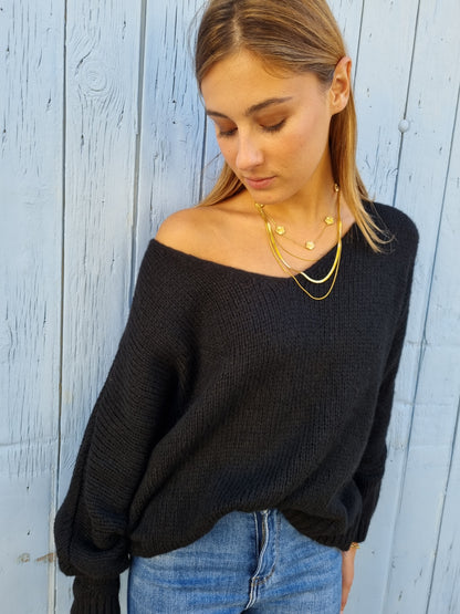 Pull maille noir