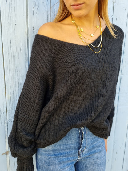Pull maille noir