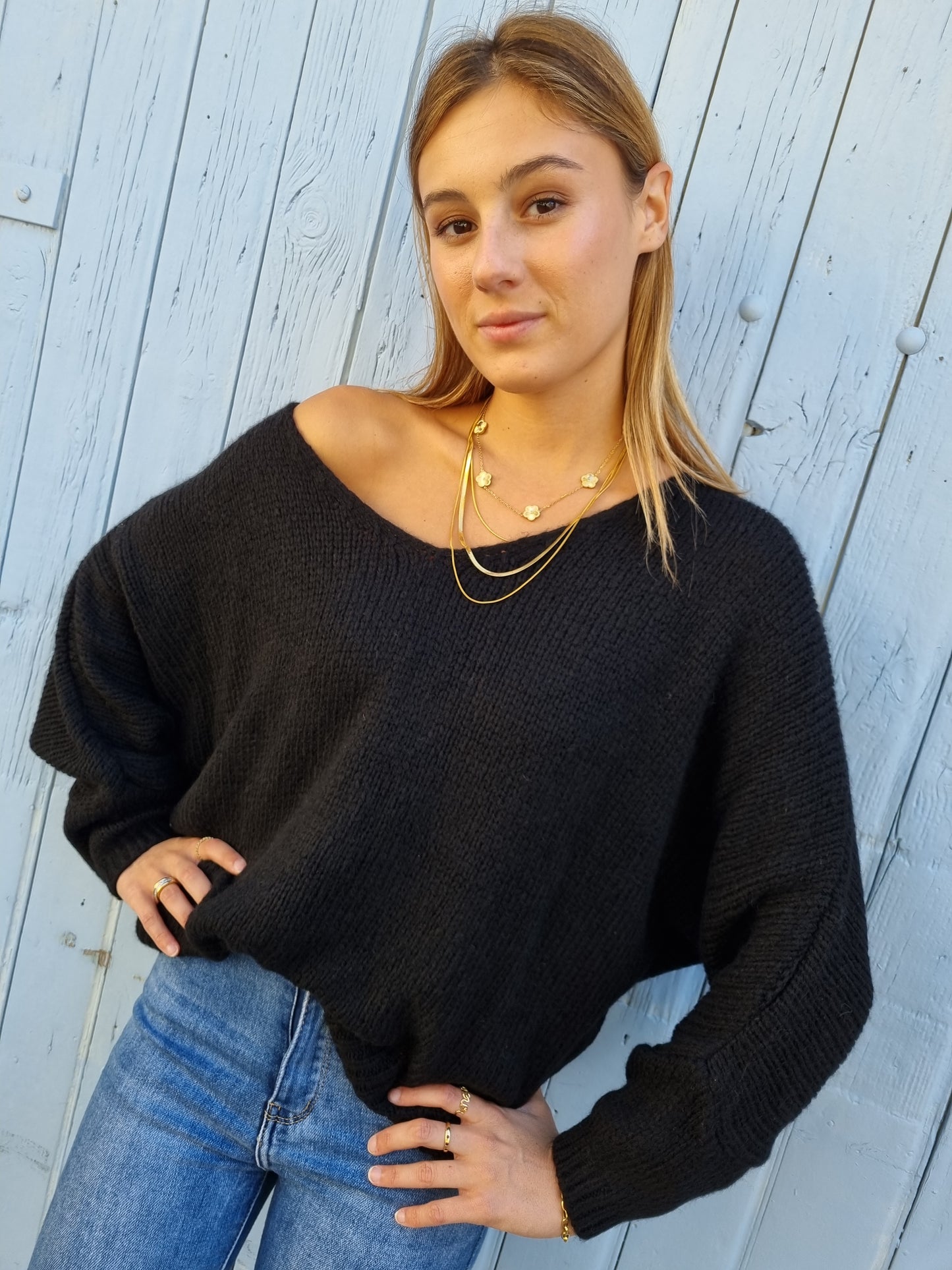 Pull maille noir