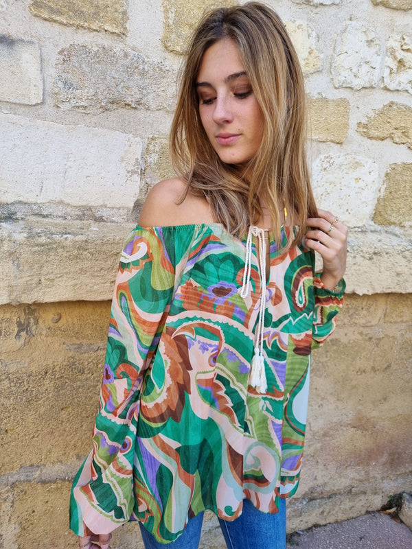 Blouse imprimés verts