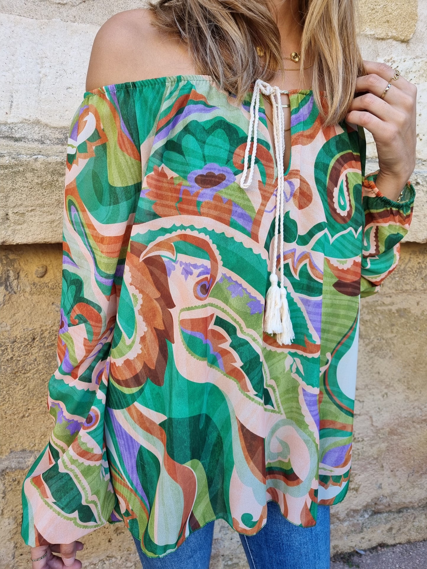 Blouse imprimés verts