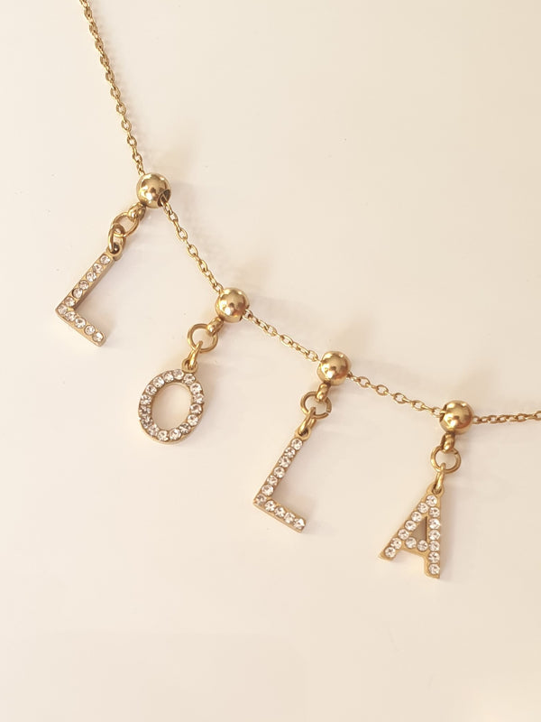 Collier prénom lettres amovibles - doré