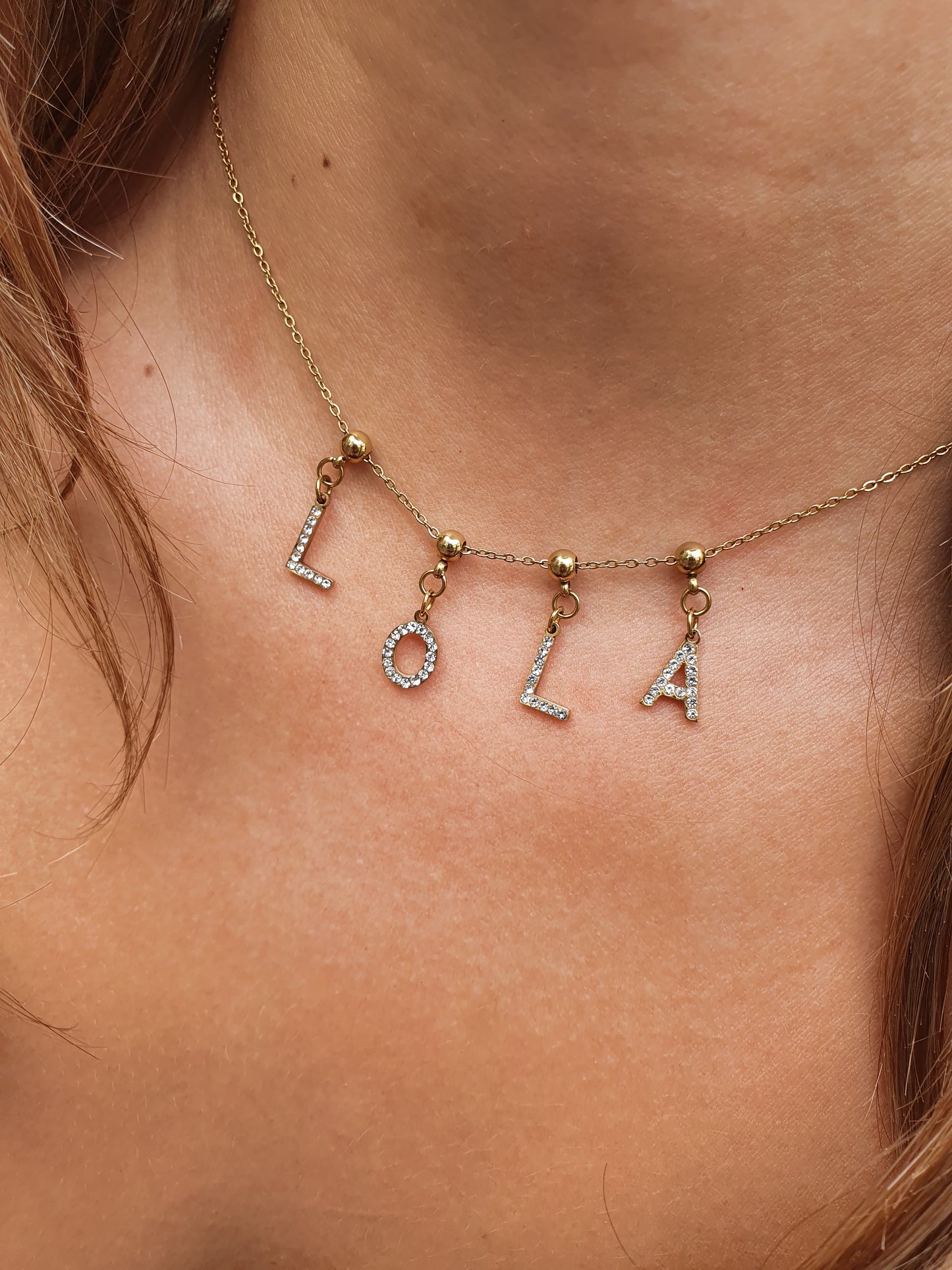 Collier prénom lettres amovibles - doré