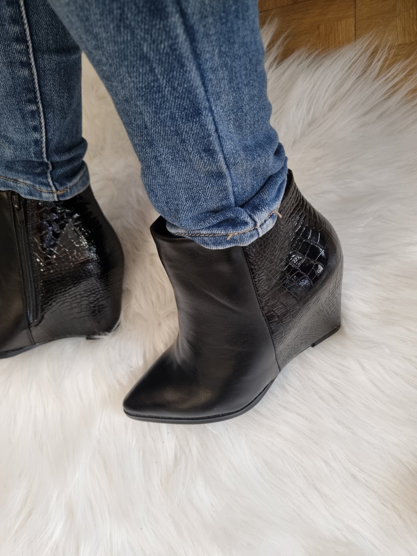 Bottines noires talons compensés