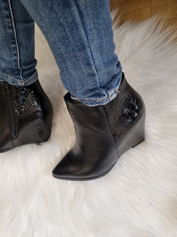 Bottines noires talons compensés