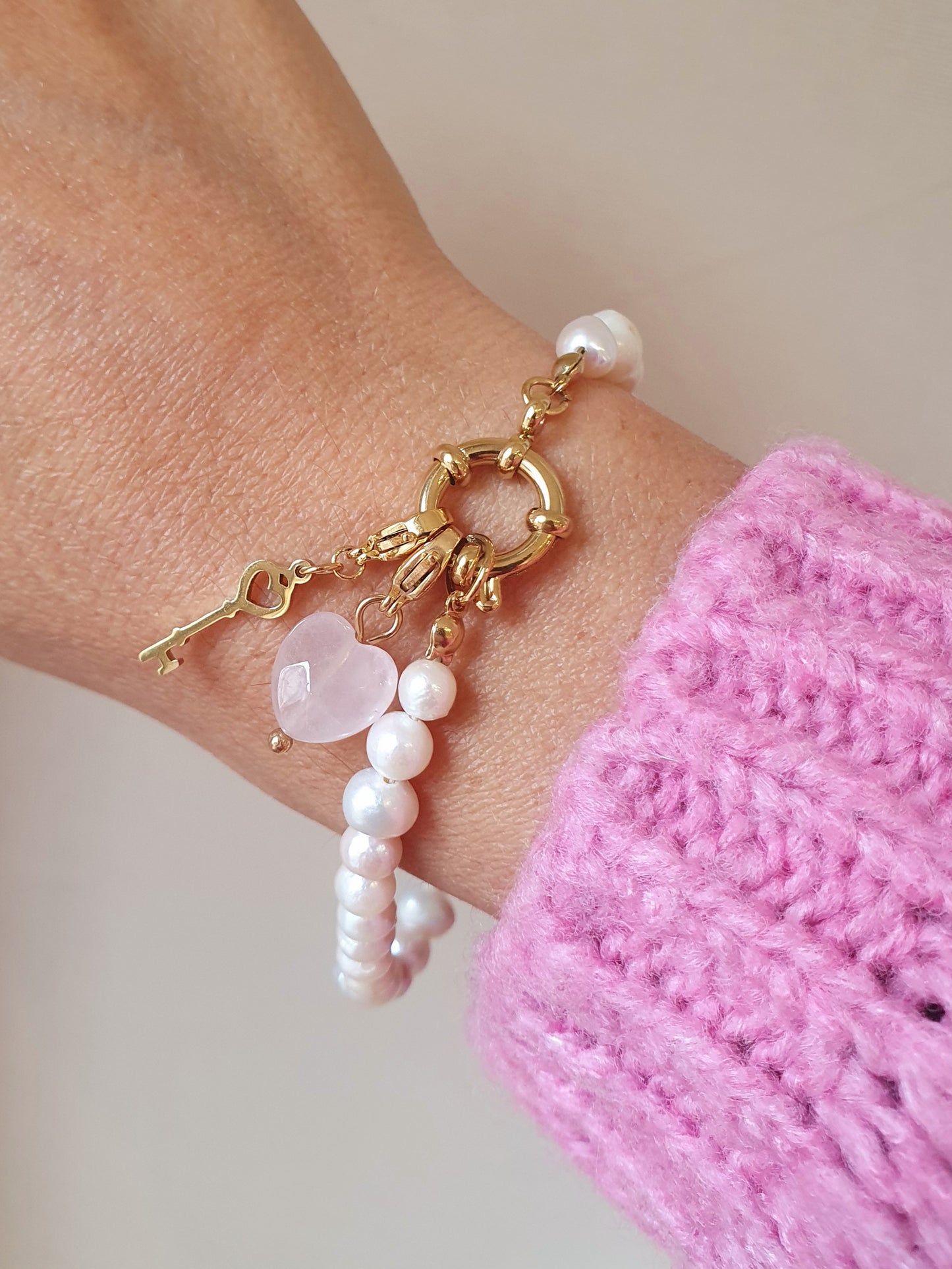 Bracelet perles d'eau douce - doré
