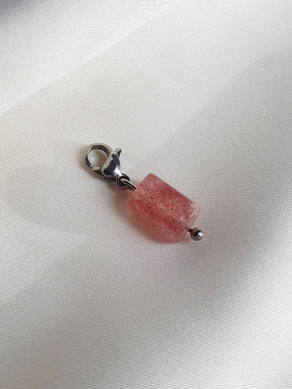 Charm cylindre quartz de pastèque - argenté