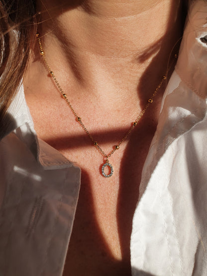 Collier petites perles initiale - doré