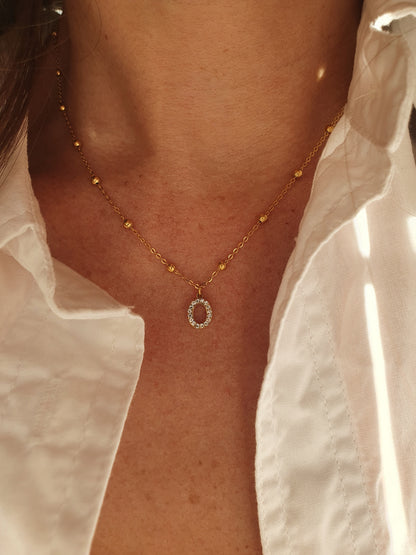 Collier petites perles initiale - doré