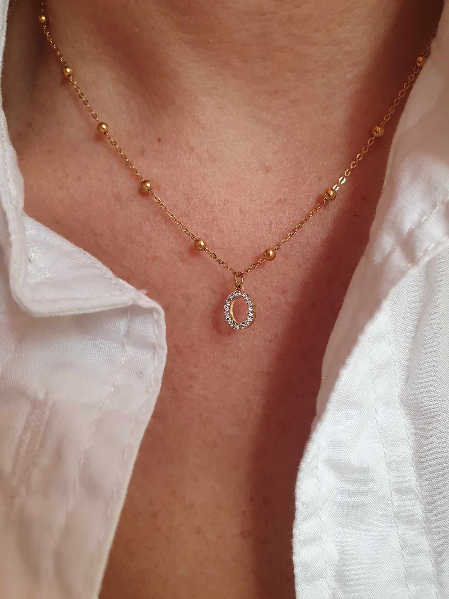 Collier petites perles initiale - doré