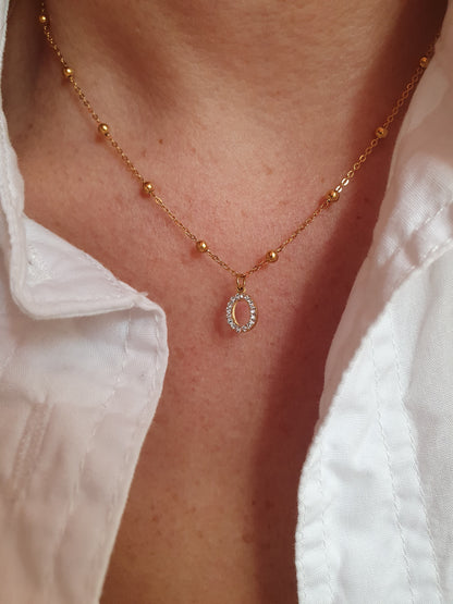 Collier petites perles initiale - doré