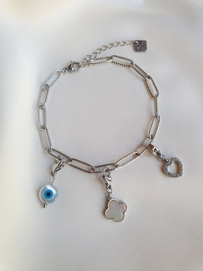 Bracelet maillons striés - argenté