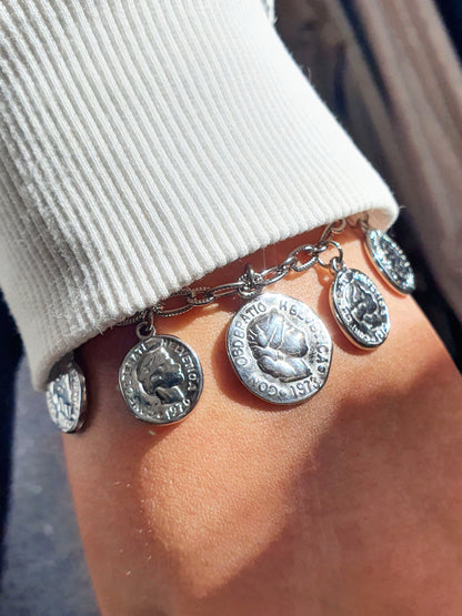 Bracelet multi-médaillons - argenté