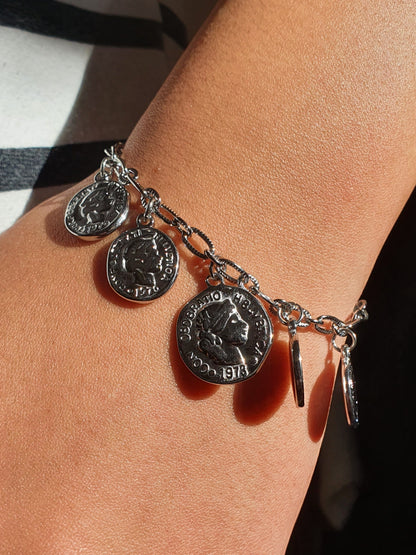 Bracelet multi-médaillons - argenté