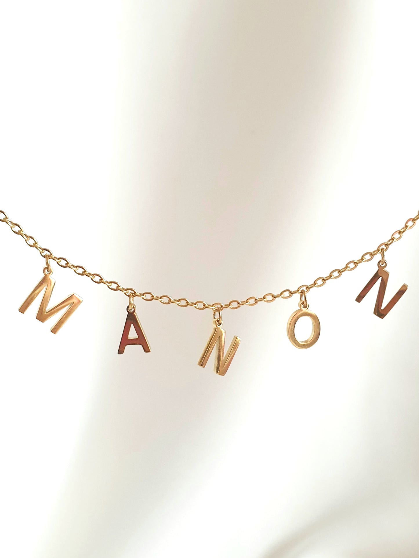 Collier prénom petites lettres personnalisé - doré