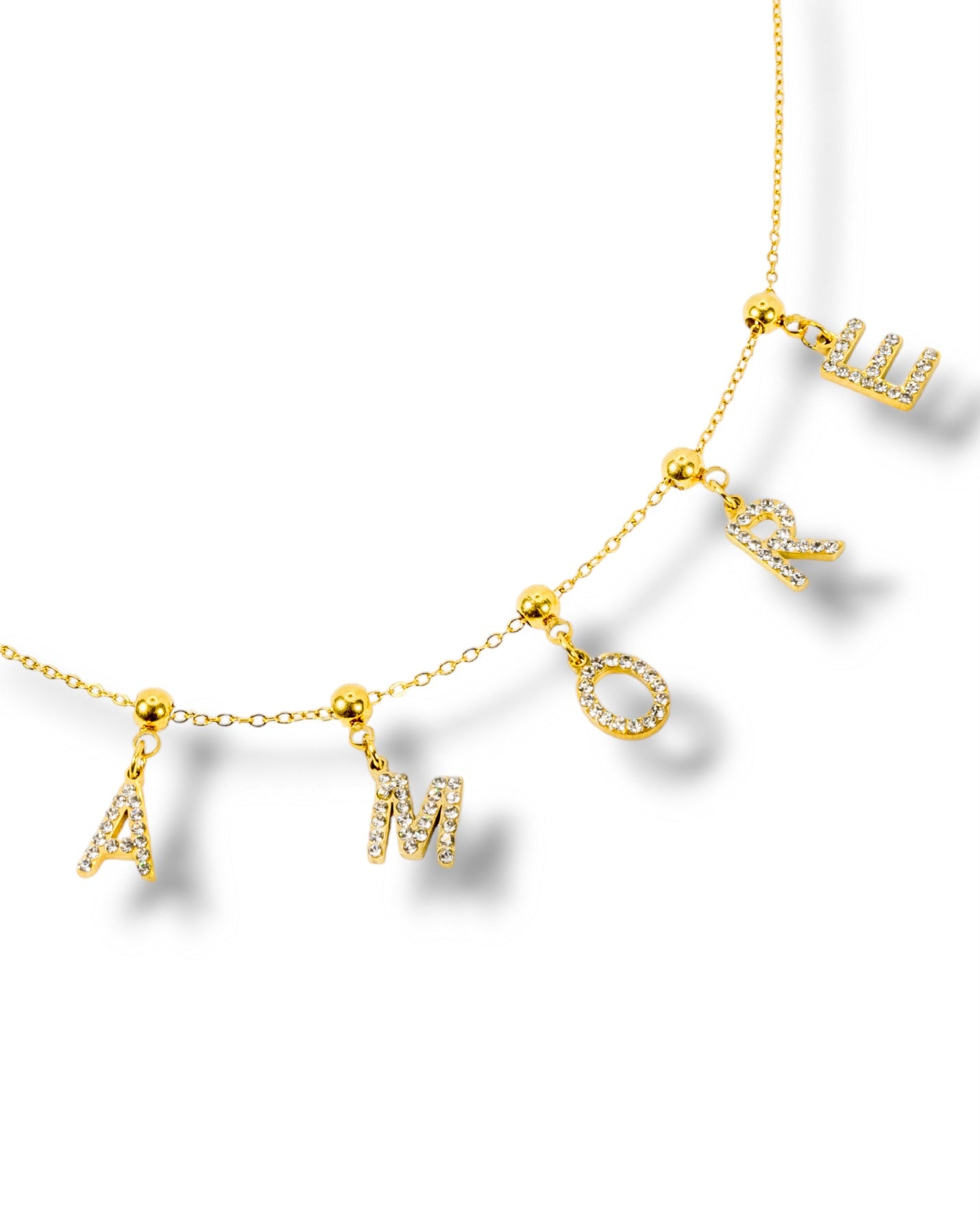 Collier prénom lettres amovibles - doré