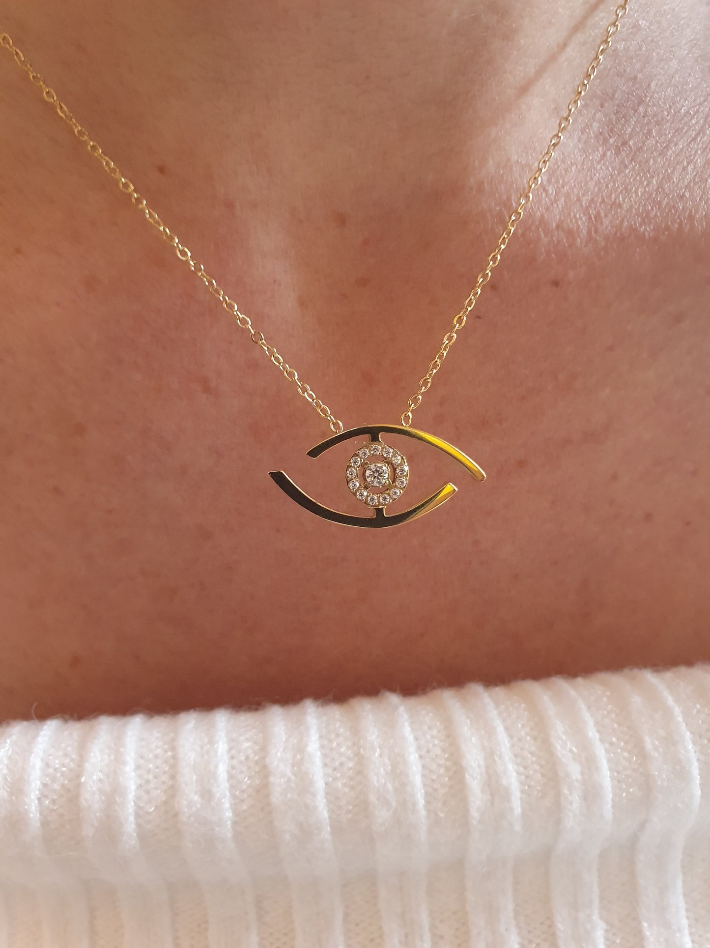 Collier oeil et zircons - doré
